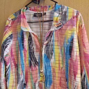 3/4 sleeve zipper blouse